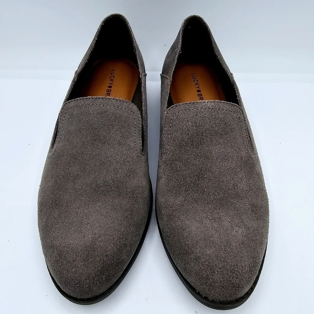 Lucky Brand Gray Leather Suede Elafina Loafers